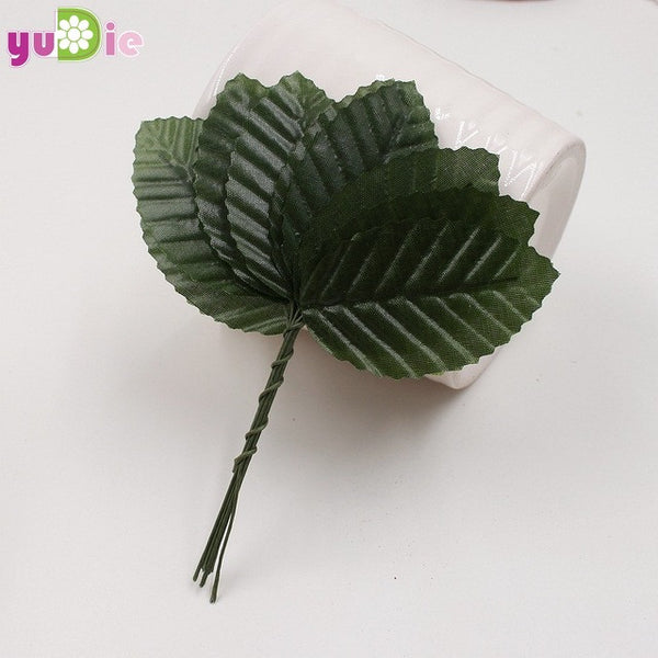 30pcs 5cm Nylon Silk Leaf Green Leaves Artificial Flower For Wedding Decoration DIY Wreath Gift Scrapbooking Craft Fake Flower