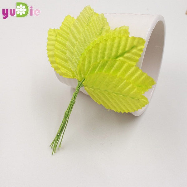 30pcs 5cm Nylon Silk Leaf Green Leaves Artificial Flower For Wedding Decoration DIY Wreath Gift Scrapbooking Craft Fake Flower
