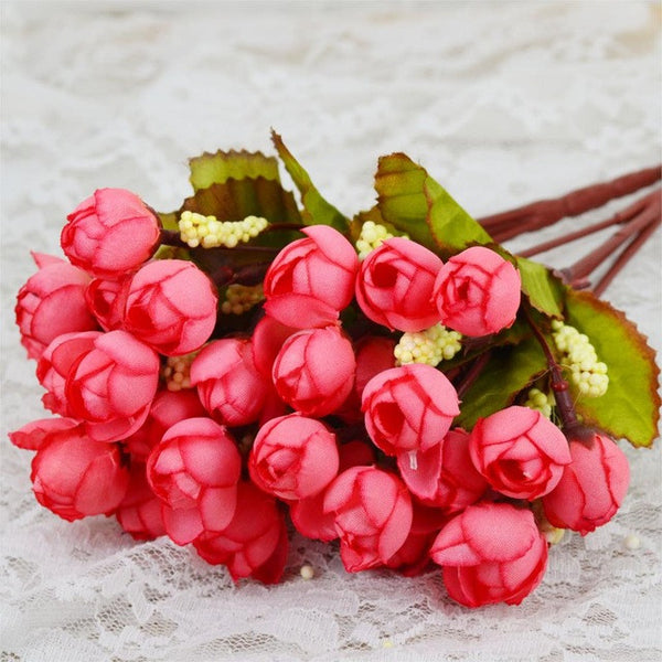 Hot Sale Houseware Decor Mini Rose Artificial Flowers For Decoration Flowers Wreaths Flowers Wedding Party Decoration