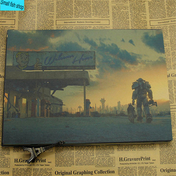 Fallout 3 4 Game Poster Home Furnishing decoration Kraft Game Poster Drawing core Wall stickers