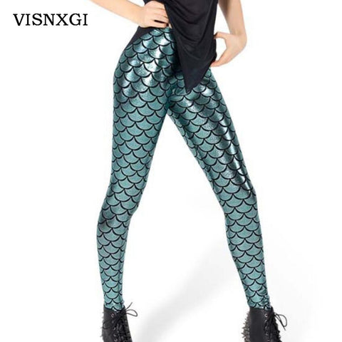 2017 New Top Sale Black Milk Digital Print Women Mermaid Fish Scale Leggings Free Shipping Plus Size S M L XL XXL10 Colors