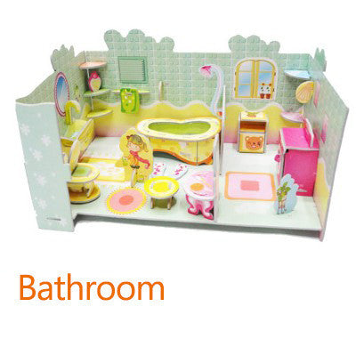 3D kids toys puzzle Bedroom Kitchen Living room Bathroom paper model building kit toys gift for children girls