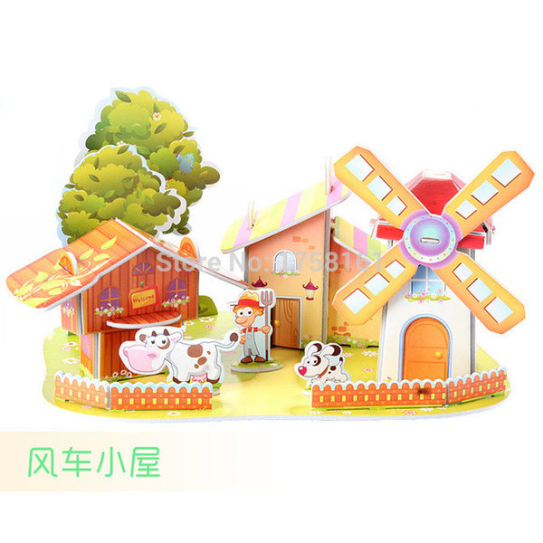 3D kids toys puzzle Bedroom Kitchen Living room Bathroom paper model building kit toys gift for children girls