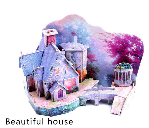 3D kids toys puzzle Bedroom Kitchen Living room Bathroom paper model building kit toys gift for children girls