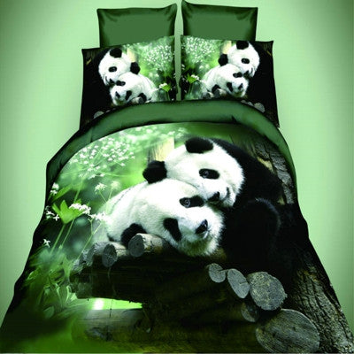 hot 3d animal bedding set king queen twin size 3/4pcs horse wolf panda duvet cover bed sheet pillow cases boys bedclothes