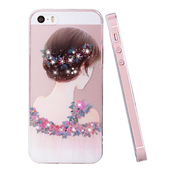 PZOZ For iphone 5se case Rhinestone glitter silicone cover original For iphone 5 s luxury 3D cute cartoon Shell For iphone 5S