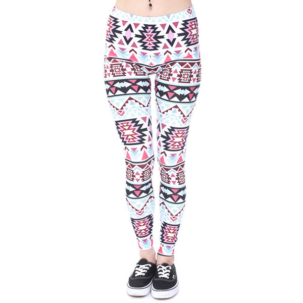 Zohra Brands Women Fashion Legging Aztec Round Ombre Printing leggins Slim High Waist  Leggings Woman Pants