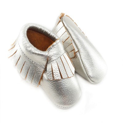 16color New Shine Pink Genuine Leather Baby moccasins First Walkers Soft Rose gold Baby girl shoes infant Fringe Shoes 0-30month