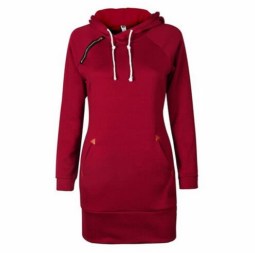 Warm Winter High Quality Hooded Dresses Pocket Long Sleeved Casual Mini Dress Sportwear Women Clothings LX130