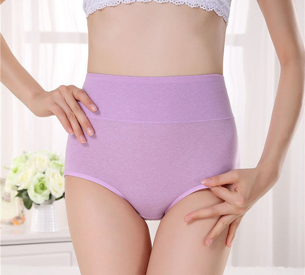 Women Sexy cotton breathable Panties Plus Size High Waist Women's Underwear Panty Female Body Shaping Briefs M-XXXL