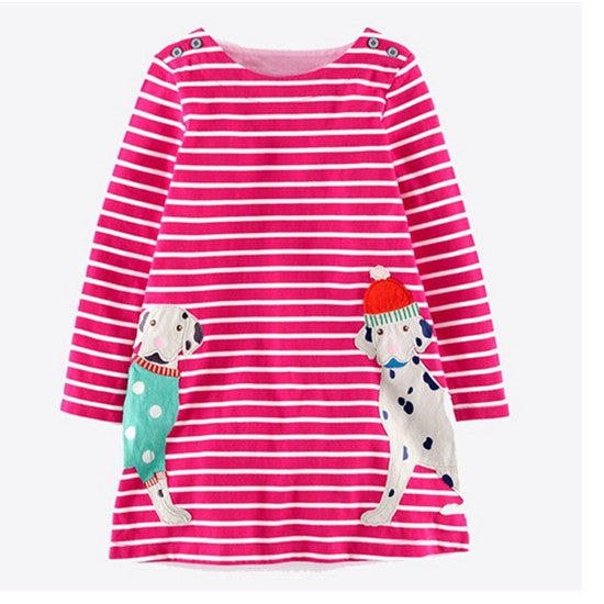 Reine Des Neiges Girls Dress Long Sleeve 2017 Brand Princess Dress Girls Clothes Animal Pattern Children Costumes Kids Dresses