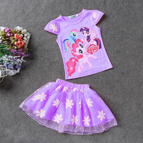 Retail 2017 New Summer Kids Girls Clothing Set Elsa t shirt + Dress Cotton Baby Girls Suits Set fashion Children Girl Clothes