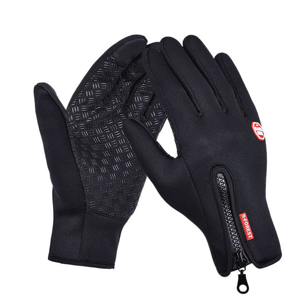 Waterproof Touch Screen Outdoor Sports Windstopper Cycling Gloves Black Bicycle Motorcycle Long Finger Plus Size Mens Women Red