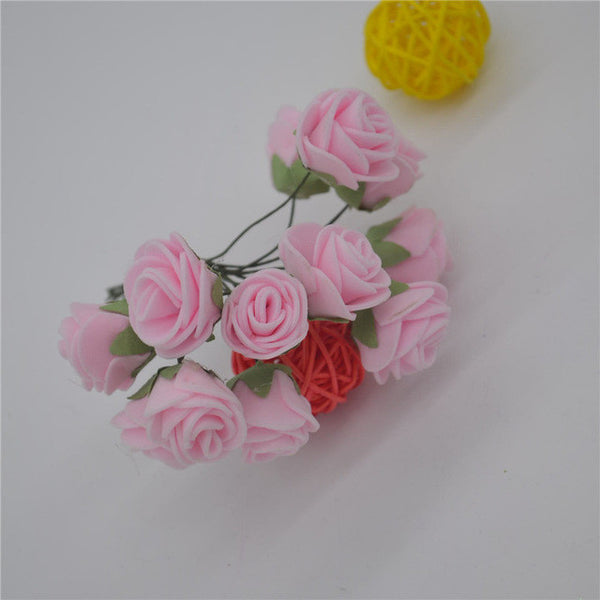 12pcs/lot Mini Artificial Rose Flowers Party Wedding decoration for home PE Foam flowers wreaths Artificial 2-2.5cm Head 6z