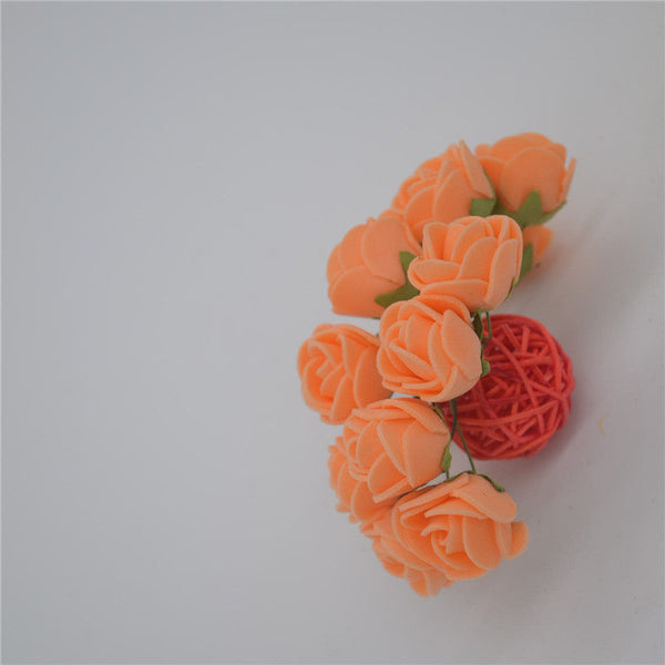 12pcs/lot Mini Artificial Rose Flowers Party Wedding decoration for home PE Foam flowers wreaths Artificial 2-2.5cm Head 6z