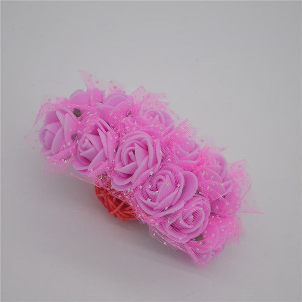 12pcs/lot Mini Artificial Rose Flowers Party Wedding decoration for home PE Foam flowers wreaths Artificial 2-2.5cm Head 6z