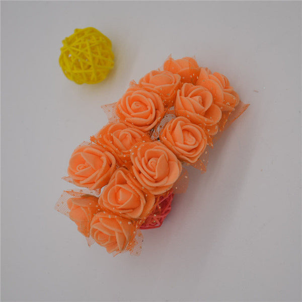 12pcs/lot Mini Artificial Rose Flowers Party Wedding decoration for home PE Foam flowers wreaths Artificial 2-2.5cm Head 6z