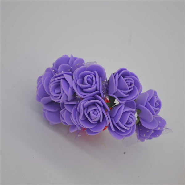 12pcs/lot Mini Artificial Rose Flowers Party Wedding decoration for home PE Foam flowers wreaths Artificial 2-2.5cm Head 6z