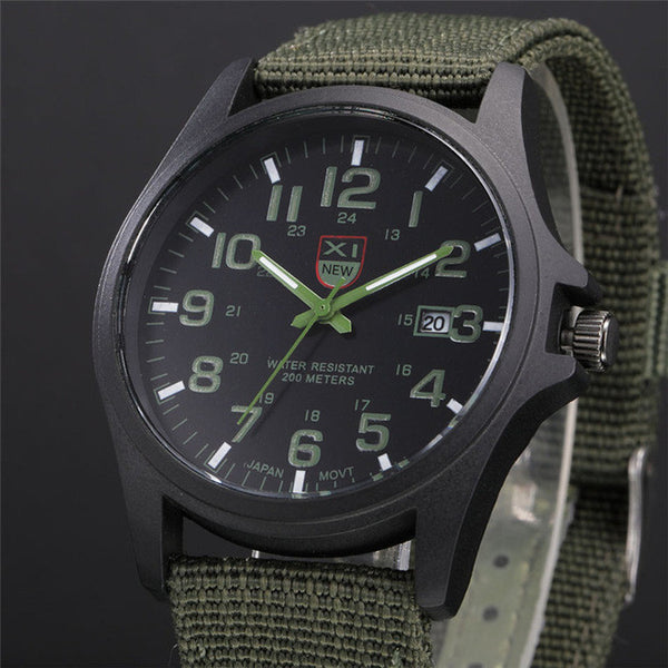 XINEW Fashion Luxury Outdoor Sports Men's Watch Calendar Date Mens Steel Analog Quartz Watch Military Army Wrist Watches