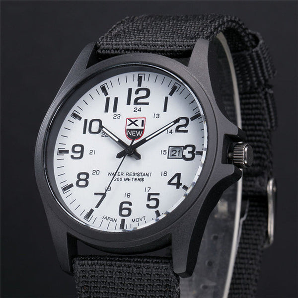 XINEW Fashion Luxury Outdoor Sports Men's Watch Calendar Date Mens Steel Analog Quartz Watch Military Army Wrist Watches