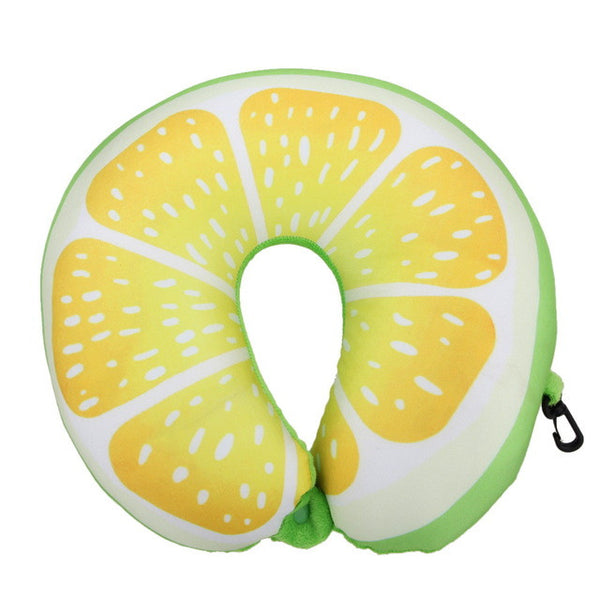 Fruit U Shaped Pillow Travel Watermelon Lemon Kiwi Orange Pillows Cushion Nanoparticles Neck Pillow Car Travel Pillow