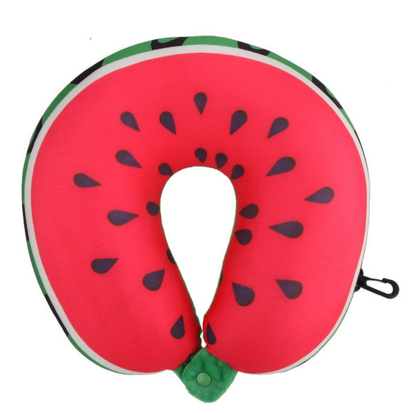 Fruit U Shaped Pillow Travel Watermelon Lemon Kiwi Orange Pillows Cushion Nanoparticles Neck Pillow Car Travel Pillow