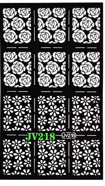 1sheet New Reusable Stamping Nail Art Hollow Black Templates Stencils Stickers Vinyls Image Guide Polish Manicure Tools