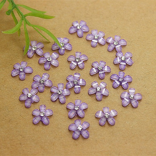 Mix color 10mm cute resin flower with rhinestone flatback cabochon for DIY phone,nail art decoration
