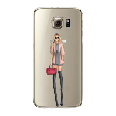 Phone Case for Samsung Galaxy S5 S6 S6Edge S6Edge+ S7 S7edge Cover Soft Silicon Fashion Sexy Modern Lady Girl Mobile Phone Bag