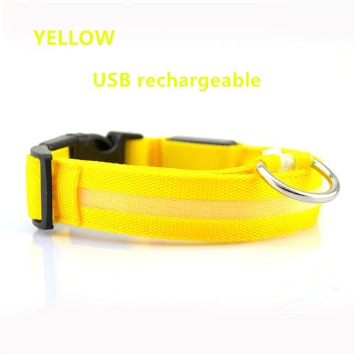 LED Nylon Pet Dog Collar Night Safety Glow Flashing Dog Cat Collar Led Luminous Small Dogs Collars USB Rechargeable