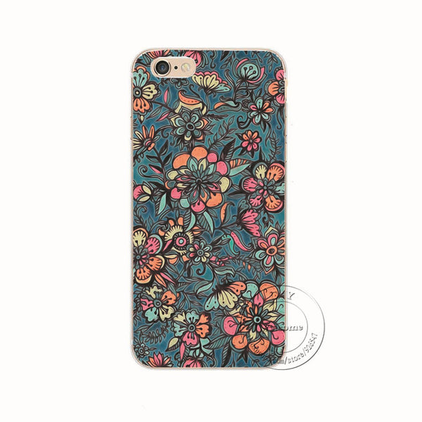 Shell For Apple iPhone 5 5S SE 5C 6 6S 7 Plus 6SPlus Back Case Cover Printing Mandala Flower Datura Floral Cell Phone Cases