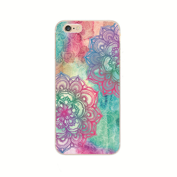 Shell For Apple iPhone 5 5S SE 5C 6 6S 7 Plus 6SPlus Back Case Cover Printing Mandala Flower Datura Floral Cell Phone Cases