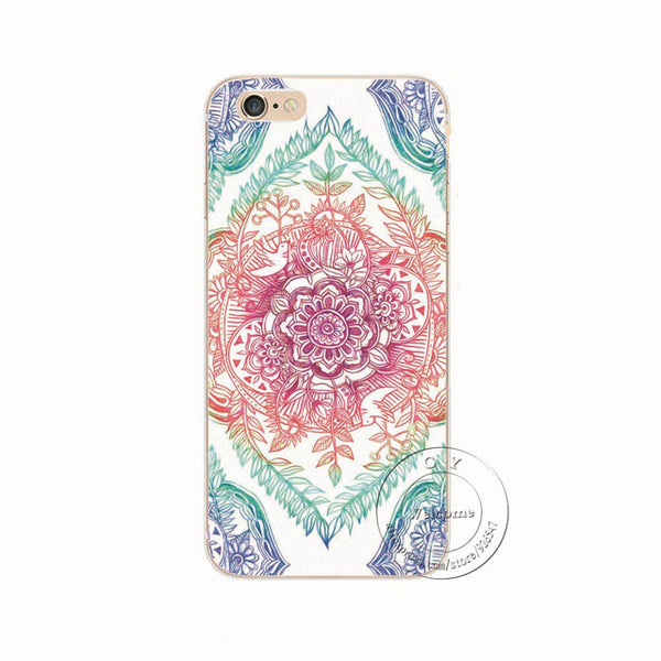 Shell For Apple iPhone 5 5S SE 5C 6 6S 7 Plus 6SPlus Back Case Cover Printing Mandala Flower Datura Floral Cell Phone Cases