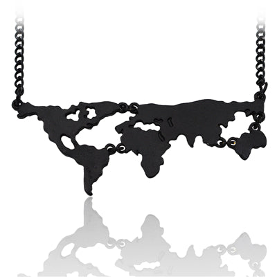 Globe World Map Pendant Long Necklaces Gold Silver Black Simple Charm Creative Earth Jewelry Gift For Teacher Student Lovers