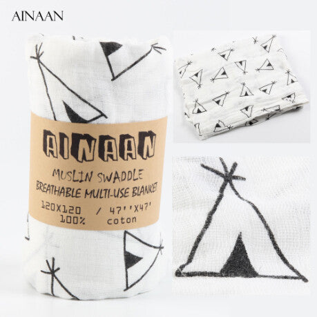 Ainaan Muslin Cotton Baby Swaddles For Newborn Baby Blankets Black & White Gauze Bath Towel