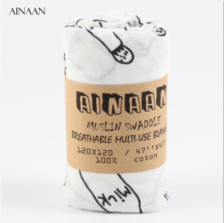 Ainaan Muslin Cotton Baby Swaddles For Newborn Baby Blankets Black & White Gauze Bath Towel