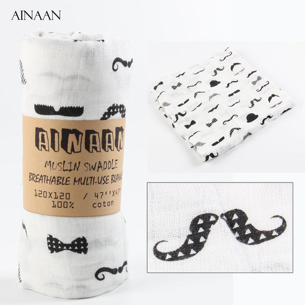 Ainaan Muslin Cotton Baby Swaddles For Newborn Baby Blankets Black & White Gauze Bath Towel