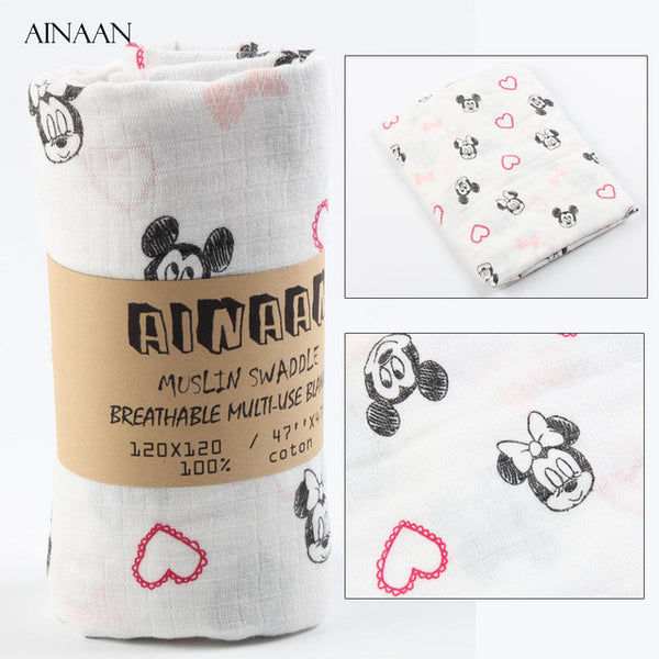 Ainaan Muslin Cotton Baby Swaddles For Newborn Baby Blankets Black & White Gauze Bath Towel