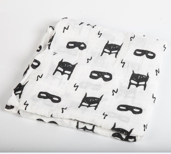 Ainaan Muslin Cotton Baby Swaddles For Newborn Baby Blankets Black & White Gauze Bath Towel