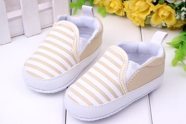 3-12M Kids Baby Boys Girls Stripes Anti-Slip Sneakers Soft Bottom Shoes First Walkers