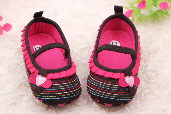 0-12M Sweet Newborn Baby Girls Flower Ruffled Shoes Toddler Soft Bottom Kids Crib First Walkers