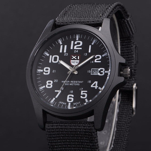 2016 New Famous Brand XINEW Men Date Quartz Watch Army Soldier Military Canvas Strap Analog Watches Sports Clock Wristwatches