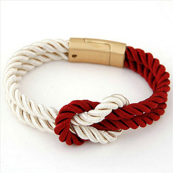 2017 Hot Trendy Fashion Braided Rope Chain with Magnetic Clasp Bow Charm Leather Bracelets & Bangles for Women Men Jewelry