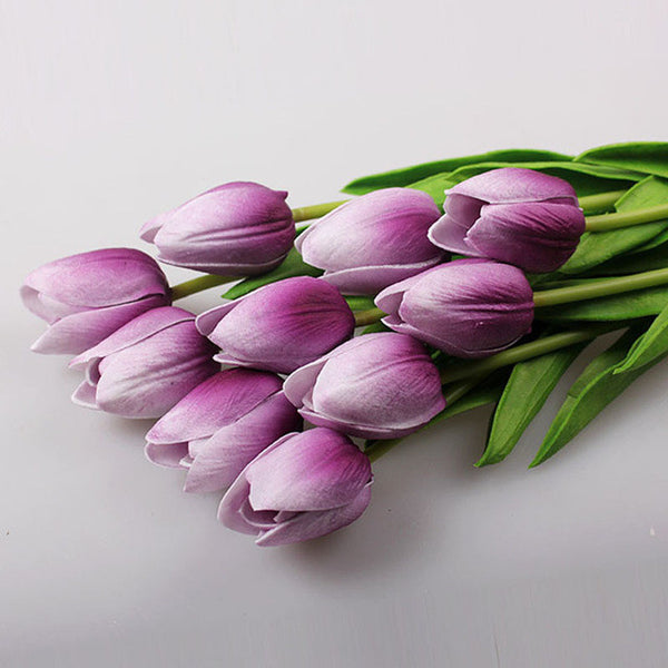 30pcs/lot Tulip Artificial Flower Real Touch PU Bride Bouquet For Home Decoration Wreaths Wedding Decorative Flowers