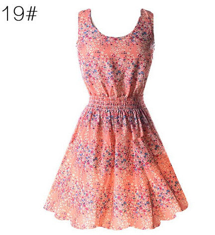 22 Colors New Summer Women Tank Chiffon Beach Vestido Sleeveless T-shirts Floral Vestidoes M L XL XXL