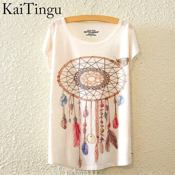 KaiTingu 2016 Brand New Fashion Summer Harajuku Animal Cat Print Shirt O-Neck Short Sleeve T Shirt Women Tops White T-shirt