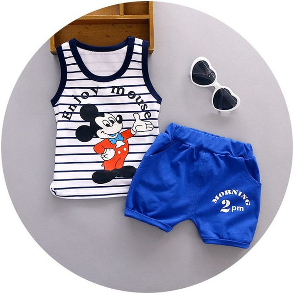 High quality baby boy clothes 2016 Summer cotton baby clothing set 2pc for 1 2 3 years old boys vest suit A021-108