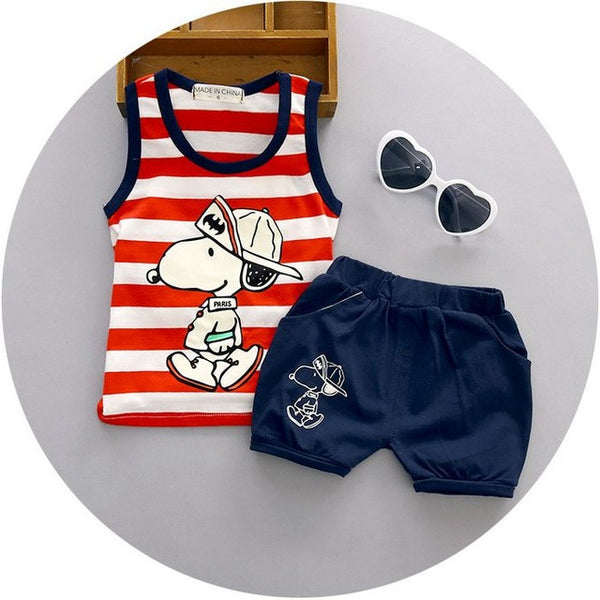 High quality baby boy clothes 2016 Summer cotton baby clothing set 2pc for 1 2 3 years old boys vest suit A021-108