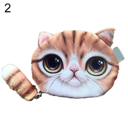 Unisex Cute Animal Cartoon 3D Cat / Dog Face Bag Coin Change Purse Case Wallet Change Pocket Ladies Workmanship Change Purse