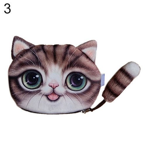 Unisex Cute Animal Cartoon 3D Cat / Dog Face Bag Coin Change Purse Case Wallet Change Pocket Ladies Workmanship Change Purse